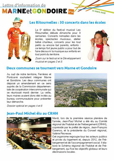 N°10, Les Ritournelles : 30 concerts dans les écoles / Ferrières et Pontcarré se tournent vers Marne et Gondoire