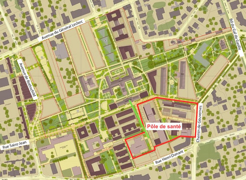 Le pôle de santé dans le site Saint-Jean (cliquez sur le plan pour l'agrandir)